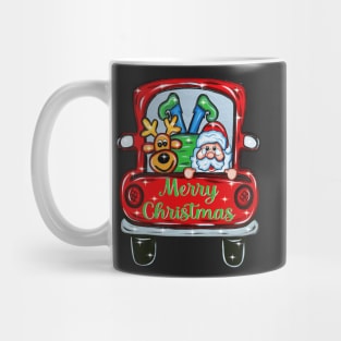 Santa and Rudolph Lighted Red Truck Christmas Yard Art 1 Mug